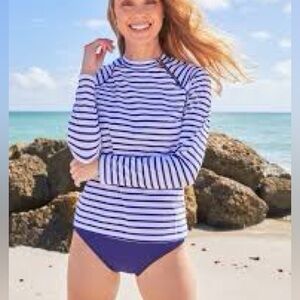 Striped Long Sleeve Swim Top